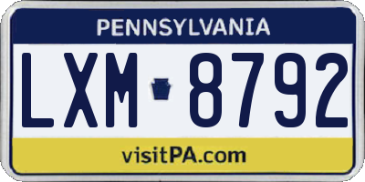 PA license plate LXM8792