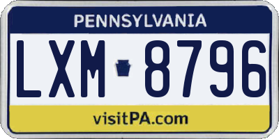 PA license plate LXM8796