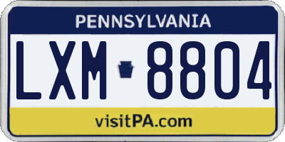 PA license plate LXM8804