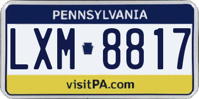 PA license plate LXM8817