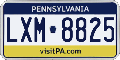 PA license plate LXM8825