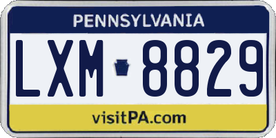 PA license plate LXM8829
