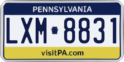 PA license plate LXM8831