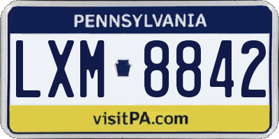 PA license plate LXM8842