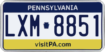 PA license plate LXM8851