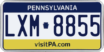 PA license plate LXM8855