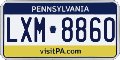 PA license plate LXM8860