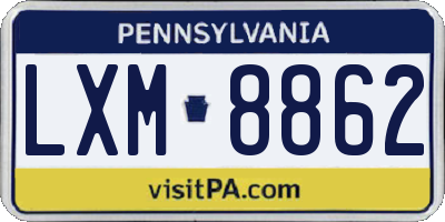 PA license plate LXM8862