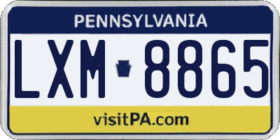 PA license plate LXM8865