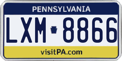 PA license plate LXM8866