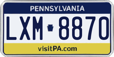 PA license plate LXM8870