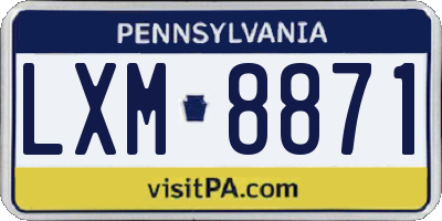 PA license plate LXM8871