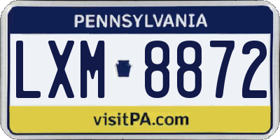 PA license plate LXM8872