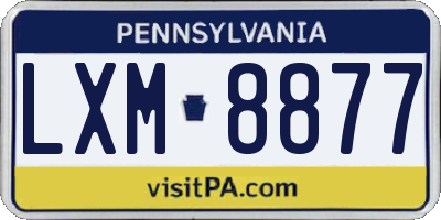 PA license plate LXM8877