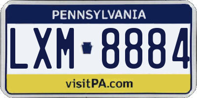 PA license plate LXM8884