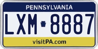 PA license plate LXM8887