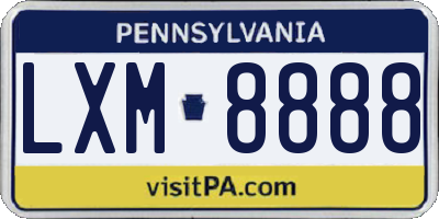 PA license plate LXM8888