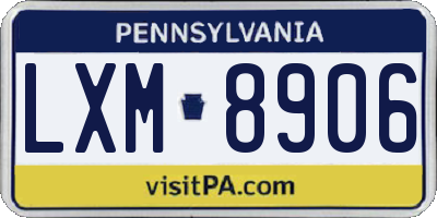 PA license plate LXM8906