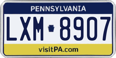 PA license plate LXM8907