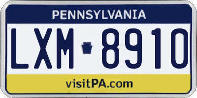 PA license plate LXM8910