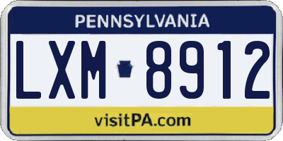 PA license plate LXM8912
