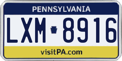 PA license plate LXM8916