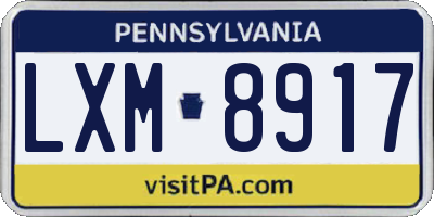 PA license plate LXM8917