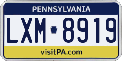 PA license plate LXM8919