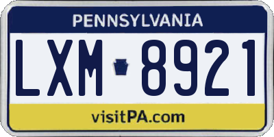 PA license plate LXM8921