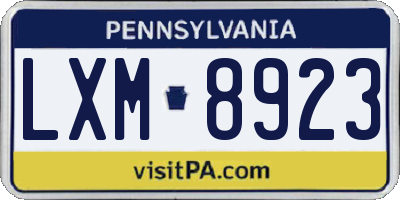 PA license plate LXM8923