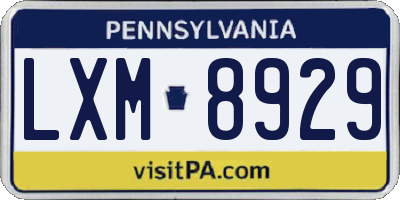 PA license plate LXM8929