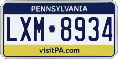 PA license plate LXM8934