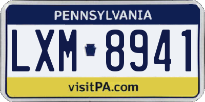 PA license plate LXM8941