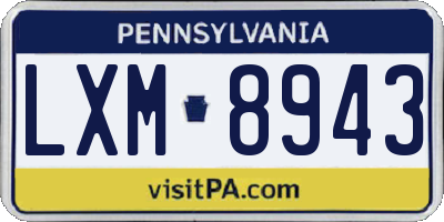 PA license plate LXM8943