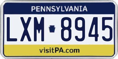 PA license plate LXM8945