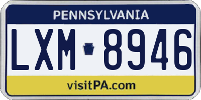 PA license plate LXM8946