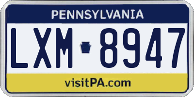 PA license plate LXM8947