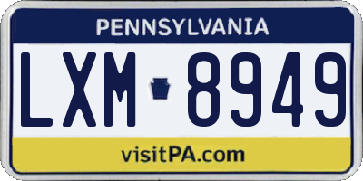 PA license plate LXM8949