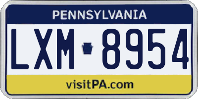 PA license plate LXM8954