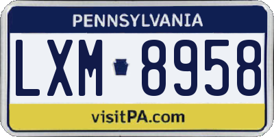 PA license plate LXM8958