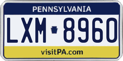 PA license plate LXM8960