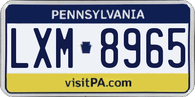 PA license plate LXM8965