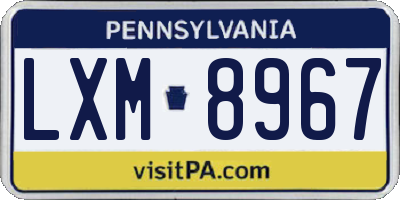 PA license plate LXM8967