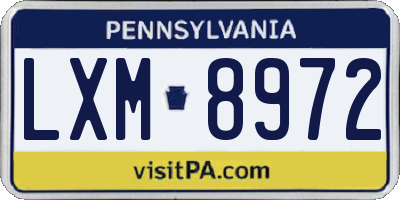 PA license plate LXM8972