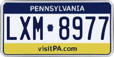 PA license plate LXM8977