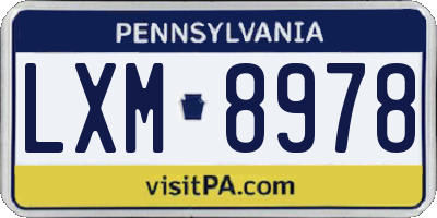 PA license plate LXM8978