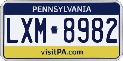 PA license plate LXM8982