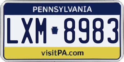 PA license plate LXM8983
