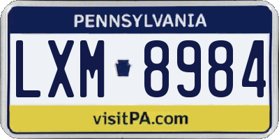 PA license plate LXM8984
