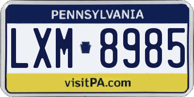 PA license plate LXM8985